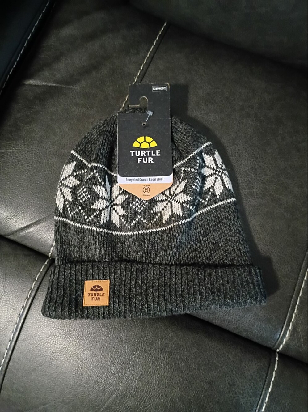 Turtle Fur Charcoal Snowflake Knit Beanie